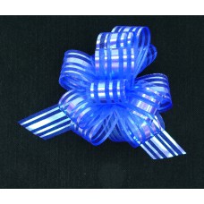1.25 Inch Pull Bow Ribbon With 14 Loops - Turquoise Iridescent Solid and Sheer Stripes (Lot of 1 Bow) SALE ITEM